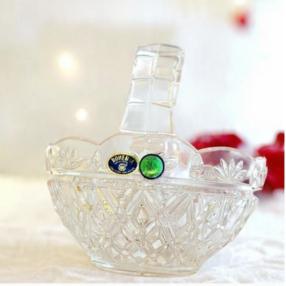 Bohemia‎ Crystal VTG Basket Bowl 24% PbOMade in Czech Republic in Bohemia 7"×7"